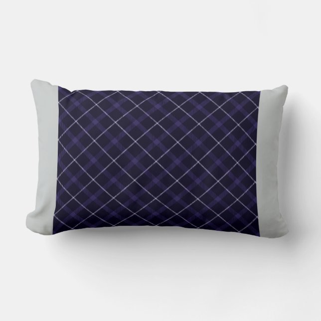 Blåfärgad bete/Tartan med fast rand Lumbarkudde (Framsida)