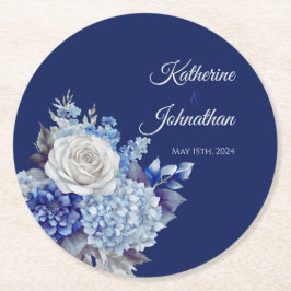 Blåfärgad Blå blomma-Papper-Underlägg Underlägg Papper Rund