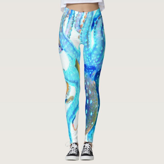 Blåfärgad bläckfisk leggings (Framsida)