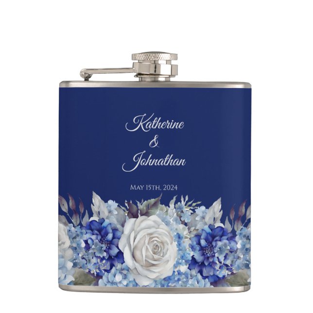 Blåfärgad blomma Bouquet-Bröllop- Fickplunta (Framsidan)