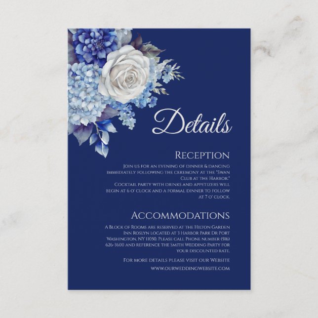 Blåfärgad blomma Bouquet-Bröllop- Tilläggskort (Framsida)
