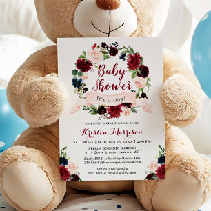 Blåfärgad Blommigt - andedräkt Babykläder Inbjudningar