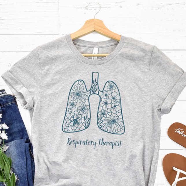 Blåfärgad Blommigt Andningsbehandling T Shirt (Respiratory Therapist Tshirt)
