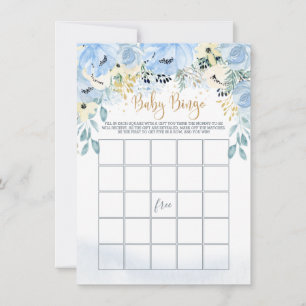 Blåfärgad Blommigt Babykläder Bingo Game  Inbjudningar