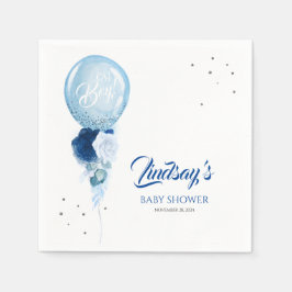 Blåfärgad Blommigt - Ballon Garland Baby Shower Pappersservett