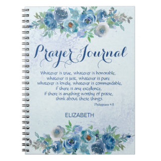 Blåfärgad Blommigt Bible Namn Prayer Journal Anteckningsbok