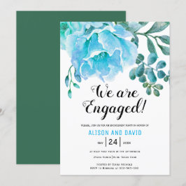 Blåfärgad blommigt bröllop förlovningsfest inbjudningar