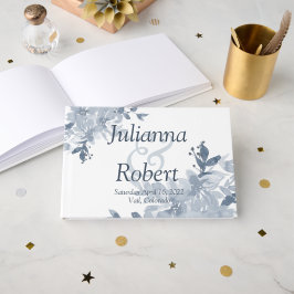 Blåfärgad blommigt bröllop gäst bok