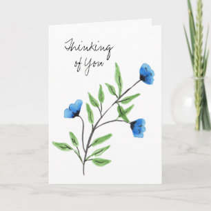 Blåfärgad Blommigt - du tänker på Kort