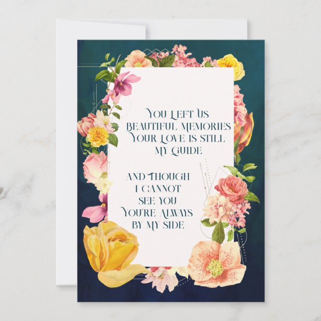 Blåfärgad Blommigt för begravningsprogram Vibrant Inbjudningar (Framsida)