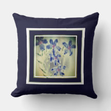 Blåfärgad Blommigt i vattenfärg, centrerad