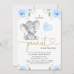 Blåfärgad Blommigt Inbjudan till peanut Elephant B