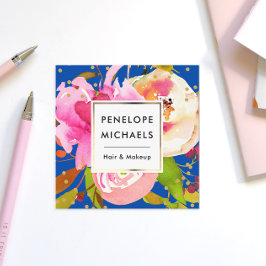 Blåfärgad Blommigt med konfetti Fyrkantigt Visitkort