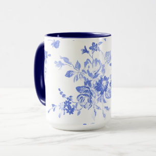 Blåfärgad Blommigt Vattenfärg keramiskt Mugg
