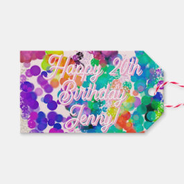 Blåfärgad bokeh Typography Birthday Festive Presentetikett