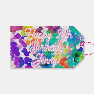 Blåfärgad bokeh Typography Birthday Festive Presentetikett