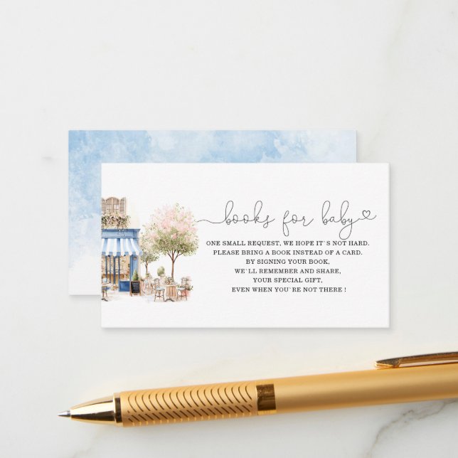 Blåfärgad bonjoor bebe babydusch bokar för tilläggskort (Fram/Back In Situ)