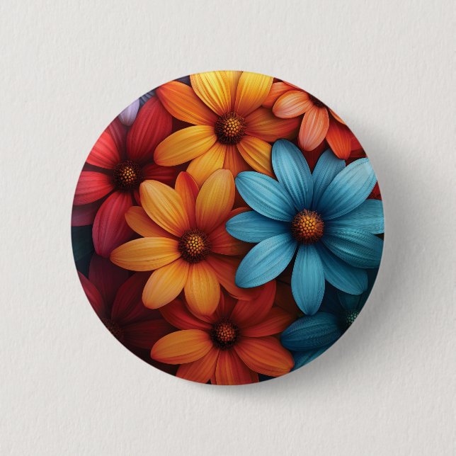 Blåfärgad Daisy, Gult, Orange Färg Knapp (Framsida)