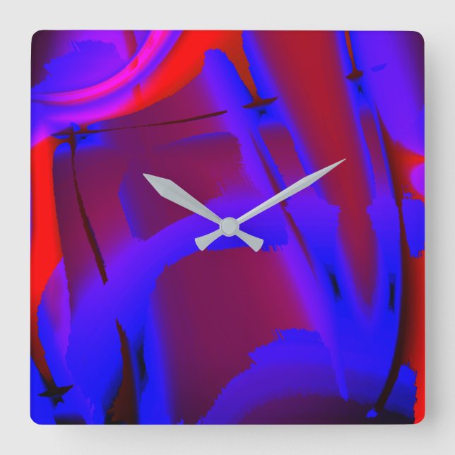 Blåfärgad digital färgförstoring på vin fyrkantig klocka (Framsida)