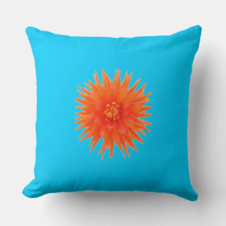 Blåfärgad Dubbla Gult vid sida Blå Orange Blommor Kudde