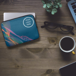 Blåfärgad elegant vågigt logotyp laptop fodral