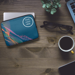 Blåfärgad elegant vågigt logotyp laptop fodral