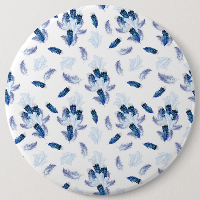 Blåfärgad exotisk papegoja Feathers Repeats Knapp (Framsida)