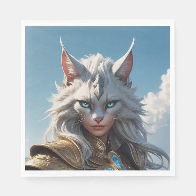 Blåfärgad, färglös katt pappersservett (Framsidan)