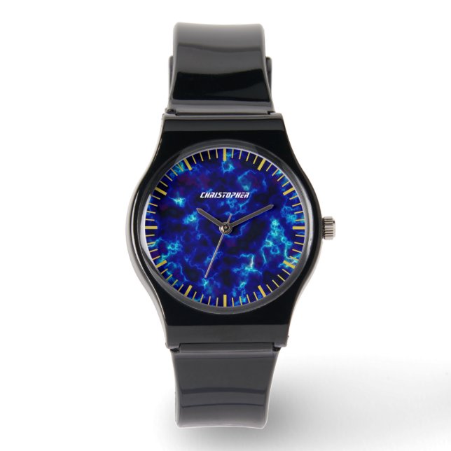 Blåfärgad glasmassa armbandsur (Framsida)