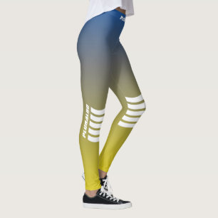 Blåfärgad gradient för sportisk monogrammad gult leggings