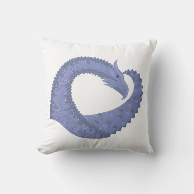 Blåfärgad grått-hjärtdragon på vitt kudde (Framsida)