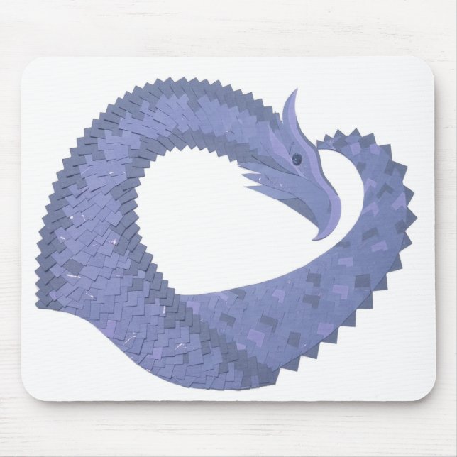 Blåfärgad grått-hjärtdragon på vitt musmatta (Framsidan)