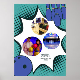 Blåfärgad Grönt, 10:e födelsedag Fotokollage Poster