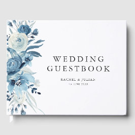 Blåfärgad guestbook blommigt bröllop gästböcker