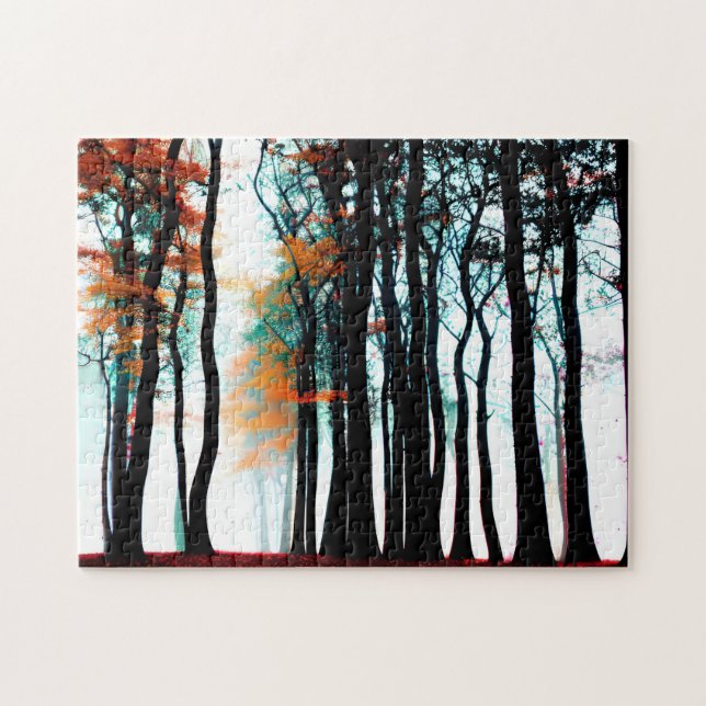 BlåFärgad Himlar över höstsilhuettes Pussel (Horisontell)