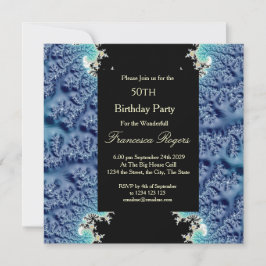 Blåfärgad inbjudan för abstrakt i 50:e Födelsedags