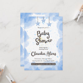 Blåfärgad inbjudan till babyvisningsprogram