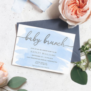 Blåfärgad inbjudan till Brunch i Silver Baby