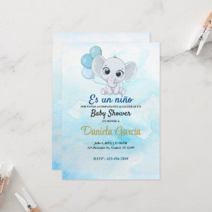 Blåfärgad inbjudan till Cute Baby Shower
