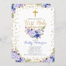 Blåfärgad inbjudan till kommunision för första Hel