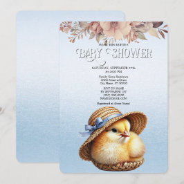 Blåfärgad inbjudan till Little Chick-menyfliksområ