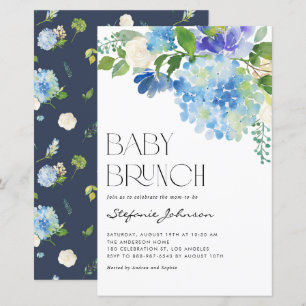 Blåfärgad inbjudan till Watercolor Blue Hydrangea