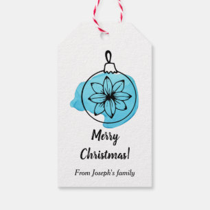 Blåfärgad julklapp presentetikett