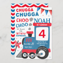 Blåfärgad kallelse till Watercolor Red Blue Tåg på