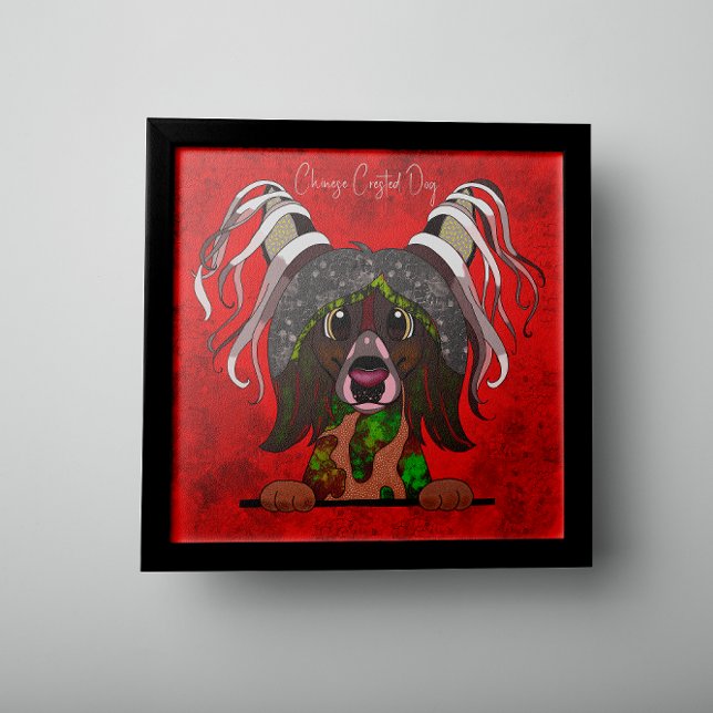 Blåfärgad kinesisk handmålad Hund-handmålad Poster (Skapare uppladdad)