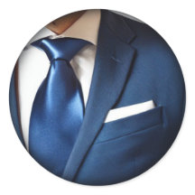 Blåfärgad, klassisk, rund etikett