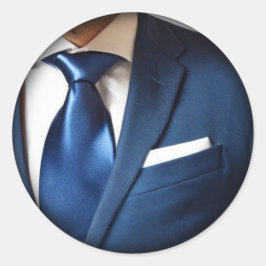 Blåfärgad, klassisk, rund etikett