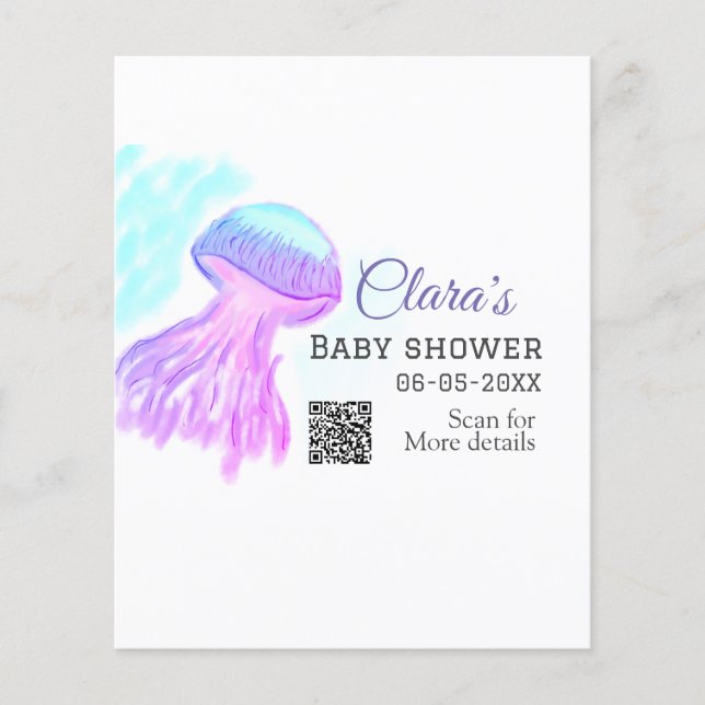 Blåfärgad lila pastelljellyfish baby showe (Framsida)