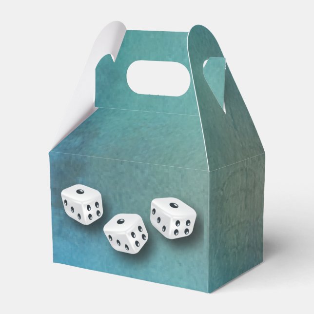 Blåfärgad Lucky Dice Casino Nattutdelningsruta Presentaskar (Baksidan Sidan)