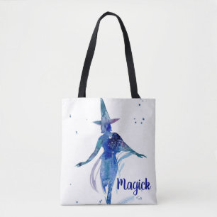 Blåfärgad Magick Witch Tote Bag Tygkasse
